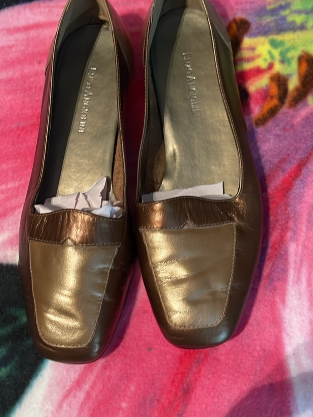 Light & Living Metallic Brown Leather Loafers